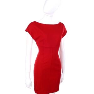 Plein Sud Jeanius Red Cap-Sleeve Bodycon Dress – Size 42/us 10